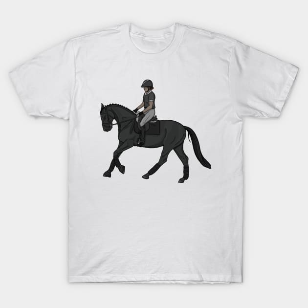 Black Dressage Canter T-Shirt by themarementality